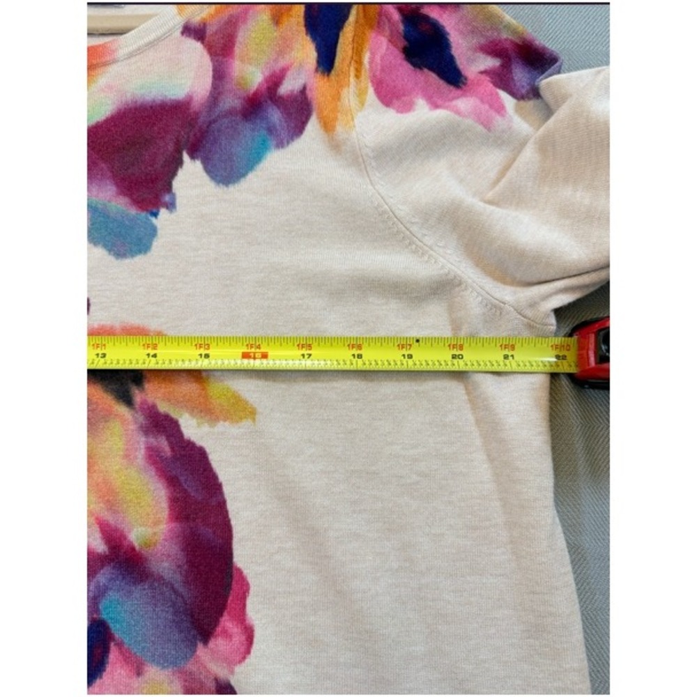 Chicos Size 3 XL Abstract Stripe Metallic Knit Sweater Top Orange Pink Gold 1303 - Picture 4 of 5